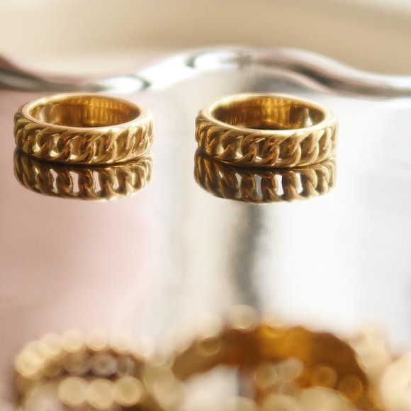 NEW 18K Gold Plated Chain Link Ring z - Picture 2 of 10